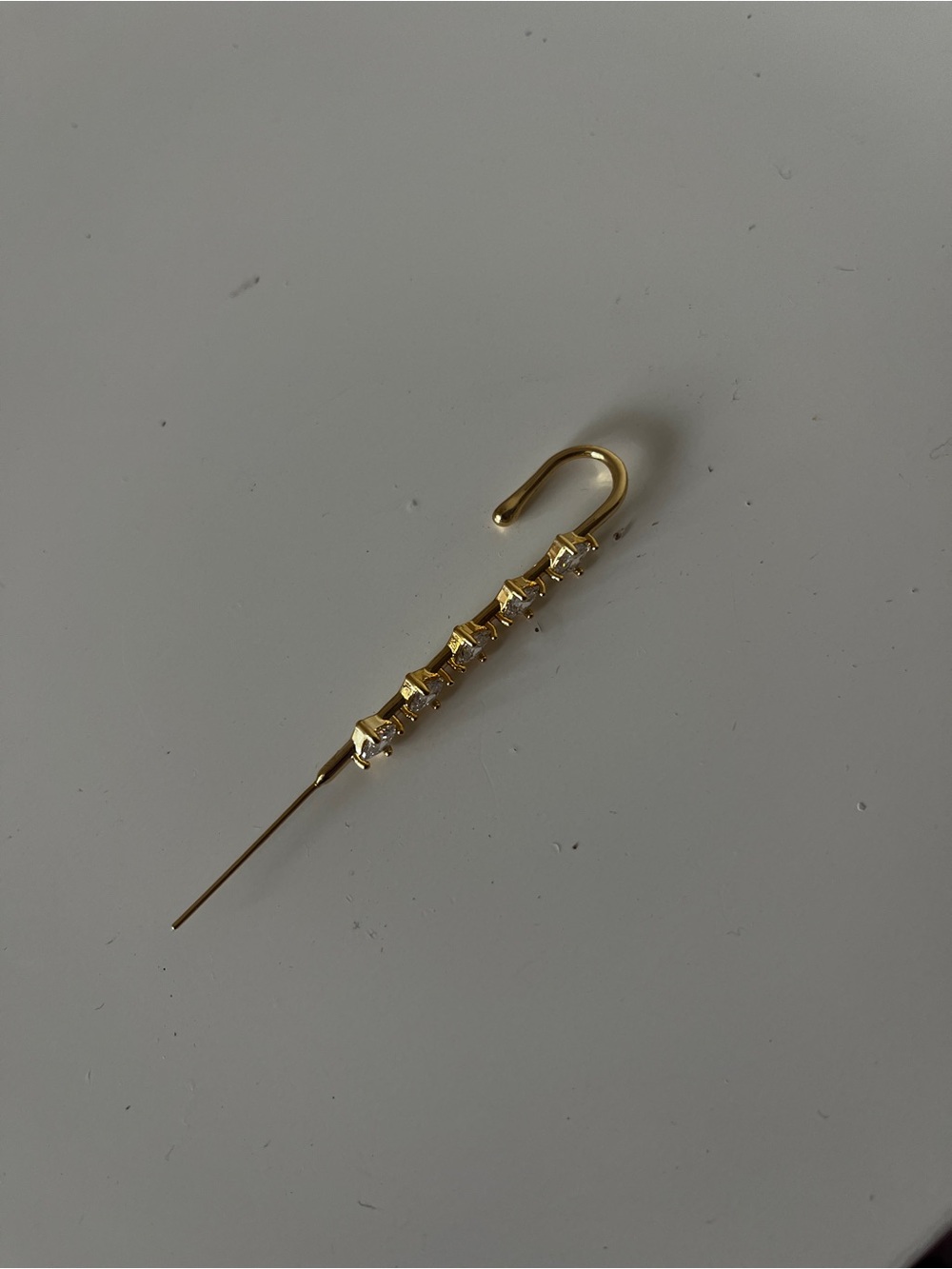 Gold Crystal Linear Drop Earring